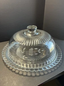 Princess House Heritage Kristall Kuchenplatte mit Kuppel Deckel Gebäck Torten Tablett 007 - Bild 1 von 5