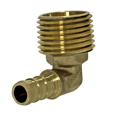 Paquete de 25 XFITTING 3/8" Pex B X 1/2" macho NPT codo macho, accesorios de engarzado, sin plomo Foto 1 de 4