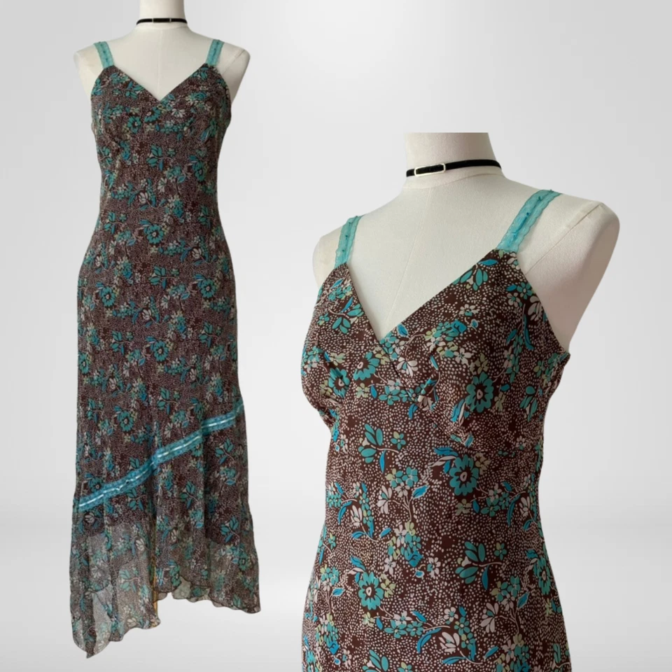 Vtg Believe Y2K Babydoll Maxi Dress Size 6 Asymmetric Fairy Whimsigoth Grunge - Image 1 of 4