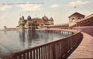 Vintage Saltair Pavillon Postkarte Seeufer Great Salt Lake Utah Pier Blick - Bild 1 von 2