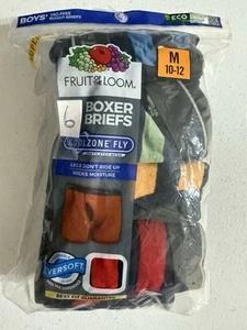 NWT Fruit of the Loom 6 Pack Cool Zone Fly Boxer Briefs Size Medium 10-12 - Picture 1 of 7