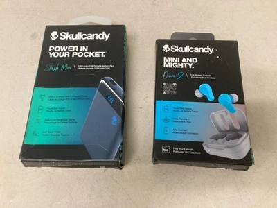 Lot of 2 Skullcandy Stash Mini Power Bank + Dime 2 Bluetooth Earbuds - Image 1 of 4