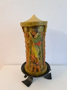 Alte Kerze mit Kerzenhalter - Johann Günter - Stumpenkerze Bücher - H 23 cm - Bild 1 von 18