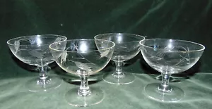 4 Vintage Noritake SASAKI Weizen niedrig 3 1/8" Sherbet Gläser mundgeblasen geätzt Cocktail - Bild 1 von 4