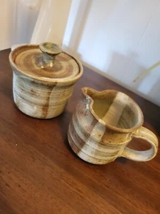 STARR Grün Braun Swirl Art Studio Keramik Milchkännchen & Deckel Zuckerdose Set - Bild 1 von 8
