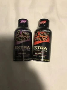 Lot of-2)5-Hour Energy - Energy Shot Extra Strength Berry And Grape 1.93 fl. oz. - Picture 1 of 6