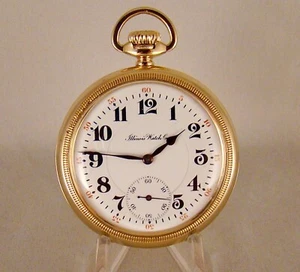 ILLINOIS "A.LINCOLN" 21j 14k GOLD FILLED SWING-OUT OPEN FACE 16s RR POCKET WATCH - Picture 1 of 12