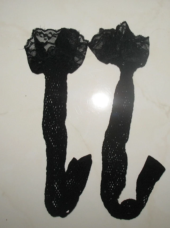 RED NEGRA - NUEVA - TALLA ÚNICA REGULAR - BANDA DE ENCAJE HASTA LA RODILLA / MEDIAS LIGUERAS Foto 1 de 1