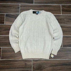 Charter Club Mens Ivory Cable Knit 100% Wool Soft Touch Sweater M Preppy - Picture 1 of 6