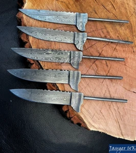 Cuchillo de acero Damasco hecho a mano - hojas en blanco bávaras - tratadas térmicamente - 5 hojas-b130 - Imagen 1 de 9