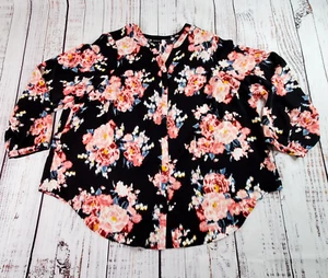 Torrid Studio Blouse sz. 3 XL/16 Button Front Long Sleeve Crepe De Chine Floral - Picture 1 of 18