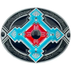 Indian American Style Turquoise Round Belt Buckle Southwest Style - Picture 1 of 2
