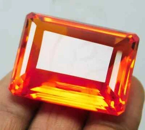 Certified 155.30 Ct Natural Brazilian Orange Topaz Emerald Cut Loose Gemstone - Picture 1 of 7