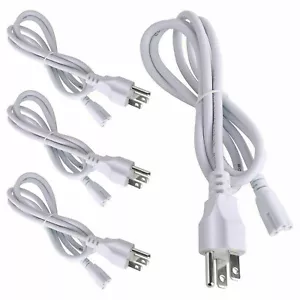 US T5 T8 Power Cables 4FT 3-Pin For LED Tube Light Fixtures 1.2m Plug Cord Wires - Picture 1 of 9