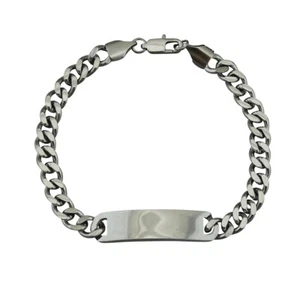 8" Men's Curb Chain Identification ID 6mm wide Bracelet, Stainless Steel - Picture 1 of 3