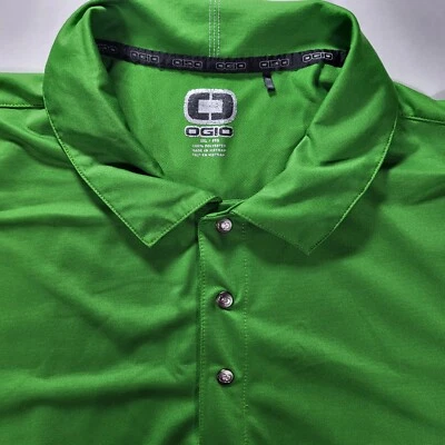Ogio Men's 4XL Green Black Sidebar Snap Short Sleeve Polo - Image 1 of 4