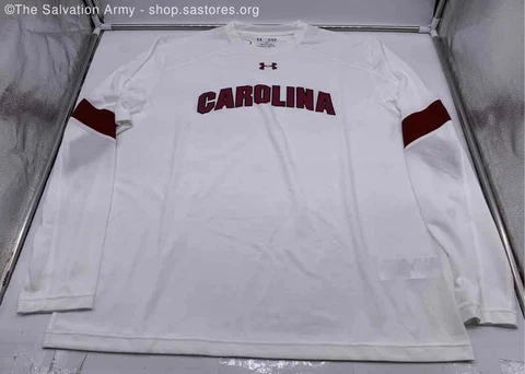 Under Armour Men's White Loose Fit Heatgear Long Sleeve Carolina Shirt Size XL Cover