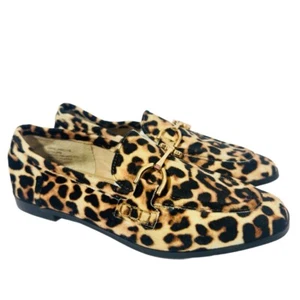 Steve Madden Mule Loafer Slip-On Women 5 Leopard Gold Horsebit Y2K Carinne Brown - Picture 1 of 8