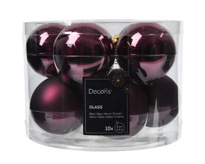 10 Weihnachtskugeln Glas 6cm matt & glänzend Christbaumkugeln Deko Dunkel Mauve - Bild 1 von 2