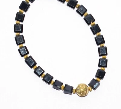 Pulsera de plata fina 925 con piedras preciosas de espinela de 5-5,5 mm cuentas cuadradas de 8" DF-46 Foto 1 de 4