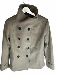 H&M Peacoat Large Buttons. Long. Winter Coat Women's 8 Medium Tan Brown - Picture 1 of 8