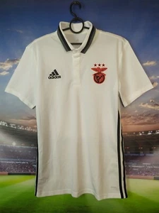 Benfica Training Jersey Football Polo Shirt White Adidas Mens Size M - Picture 1 of 12