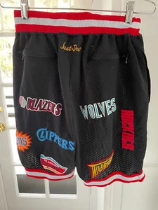 Just Don Shorts Men's Small S NBA Basketball All Over Print Teams Logo Made USA - Picture 1 of 3