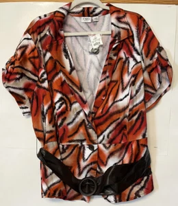 NUEVO Talla 22/24W Cato Mujer Chaqueta Naranja Rojo Marrón Cinturón - Imagen 1 de 5