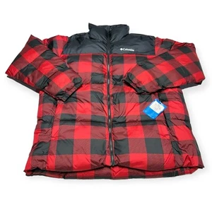 Mens Columbia Puffect II Puffer Jacket Buffalo Plaid Black Red XLT XL Tall NWT - Picture 1 of 8
