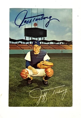 Postal plástica firmada por Jeff Torborg 1967 de colección de los Dodgers de Los Ángeles Foto 1 de 3