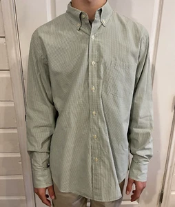 J. Crew Cotton Long Sleeve Button Down Light Green Plaid Size Large - Picture 1 of 8