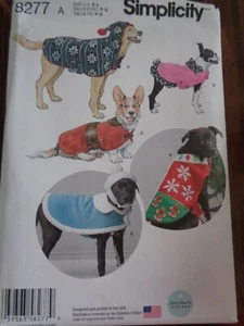 DOG PET COATS & HATS CRAFT SEWING PATTERN S8277 SIZE SMALL TO LARGE 5 DESIGNS - Picture 1 of 2