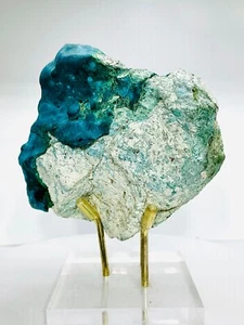 Chrysocolla-Sea foam-Natural Chrysocolla-Natural Malachite-China-Glass Base - Picture 1 of 15