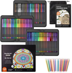Gel Pens, 120 Pack Gel Pen Set Packed in Sturdy Box, 60 Unique Colors with 60 Re - Picture 1 of 12