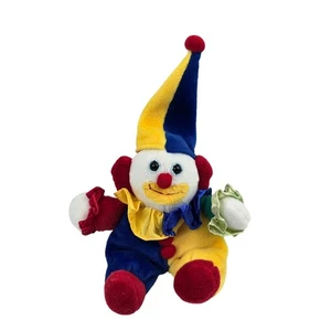 Vintage Plush Clown Doll Toy Yellow Blue Red Stuffed Bantam Applause Les Petits - Picture 1 of 6