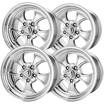 (Set of 4) American Racing VN550 Hopster 16x7 5x5" +0mm Polished Wheels Rims Foto 1 de 4