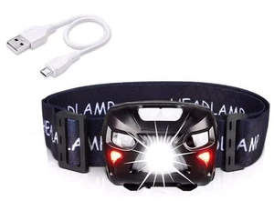 APUNOL 2 Packungen Stirnlampe, Wiederaufladbare Wasserdichte Stirnlampe LED Scheinwerfer - Bild 1 von 3