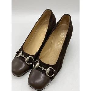 Gucci Damen Pumps Absatz Horsebit Wildleder Braun EU 35,5 aus Japan 126222K Authen - Bild 1 von 9