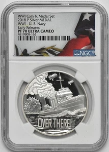 2018 P WWI U.S. Navy 90% Silver Commemorative Medal NGC PF70 UltCameo - Picture 1 of 2