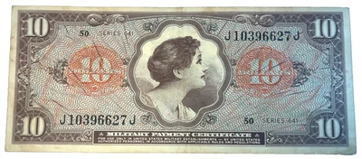 1964 $10 SERIES 641  MPC NOTE EXTRA FINE PLUS!! J 10396627 J - Image 1 of 2