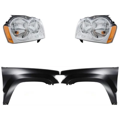 Kit de faros para Jeep Grand Cherokee 05-2007 conjunto izquierdo y derecho halógeno transparente Foto 1 de 4