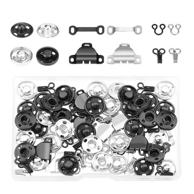 50 Pairs Hooks Eyes Sewing Hook Eye Closures Snap Buttons Kits Set for Trousers - Image 1 of 4