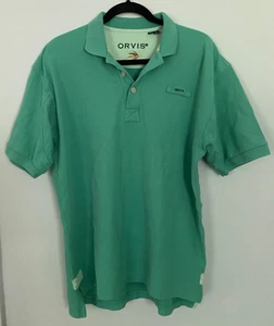 Orvis Green 3 Button Cotton Logo Outdoorsy Durable Travel Sz M Polo Sporty Shirt - Picture 1 of 14