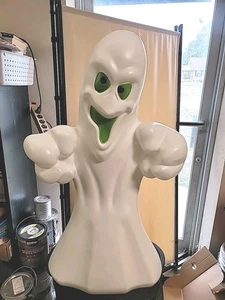 Molde soplado vintage Imperio Halloween fantasma ojos verdes boca 36" luz patio decoración - Imagen 1 de 7