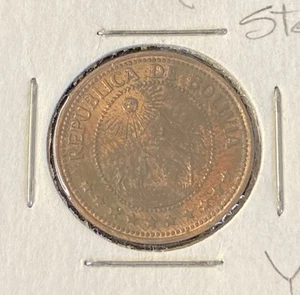 1965 Bolivien 10 Centavos Kupfer plattiert Stahl Münze kostenloser Versand - Bild 1 von 2