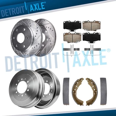 11.69" Front Drilled Rotors Brake Pads Rear Drum Shoes for Toyota Tacoma 4Runner - Image 1 of 4