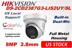 Ⲏіkvіsіon Original DS-2CD2387G3-LIS2UY/SL 8MP IP Camera ColorVu 3.0 2.8MM w/Mic - Picture 1 of 6