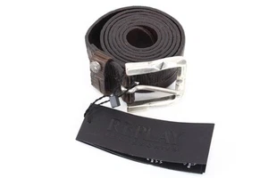 Replay Herren Gürtel 100 CM Braune Kuhleder Schnalle Muster Metall Verschluss - Bild 1 von 13