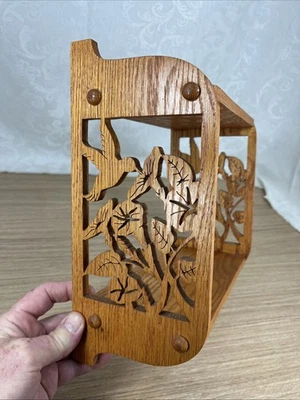 Однотонная дубовая деревянная полка колибри на цветах вырез ручной работы настенное крепление декор - Изображение 1 из 4