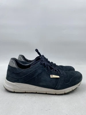 Gucci Navy Suede Lace-Up Sneaker M 6 - Image 1 of 4